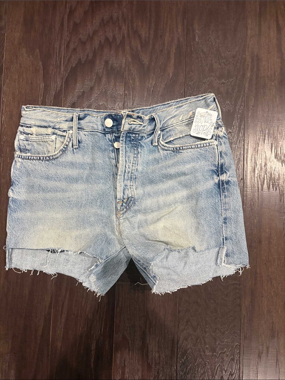 Free People Mothers Light Blue Distressed Denim Women’s Shorts